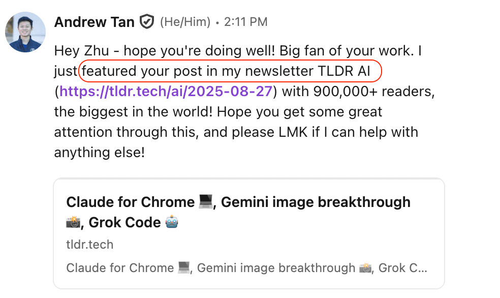 Featured in TLDR Newsletter screenshot